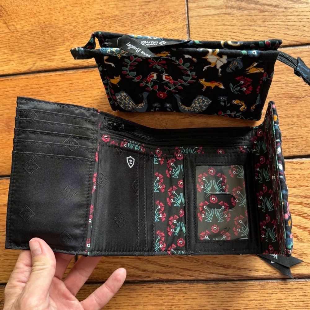 Vera Bradley Wallet & Pouch Set Women OS Black Enchanted Forest Quilted Cotton - Picture 6 of 7